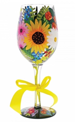 Wilde bloemen wijnglas