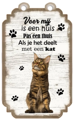 Spreukenbordje cypers bruine kat