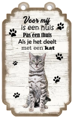 Spreukenbordje cypers grijze kat