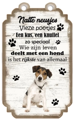 Spreukenbordje Jack Russel kortharig