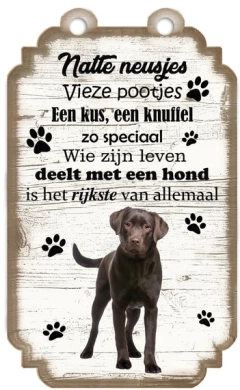 Spreukenbordje Labrador bruin