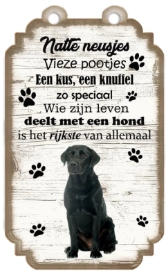 Spreukenbordje Labrador zwart