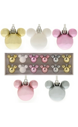 Set van 12 Mini Mickey Kerstballen